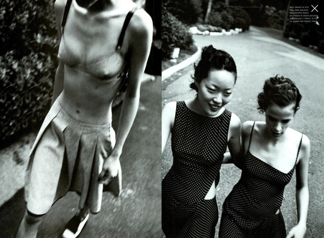 Prada SS 1999 canvas bra and skirt set