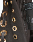 Prada FW 2005 Leather Skirt with Grommets