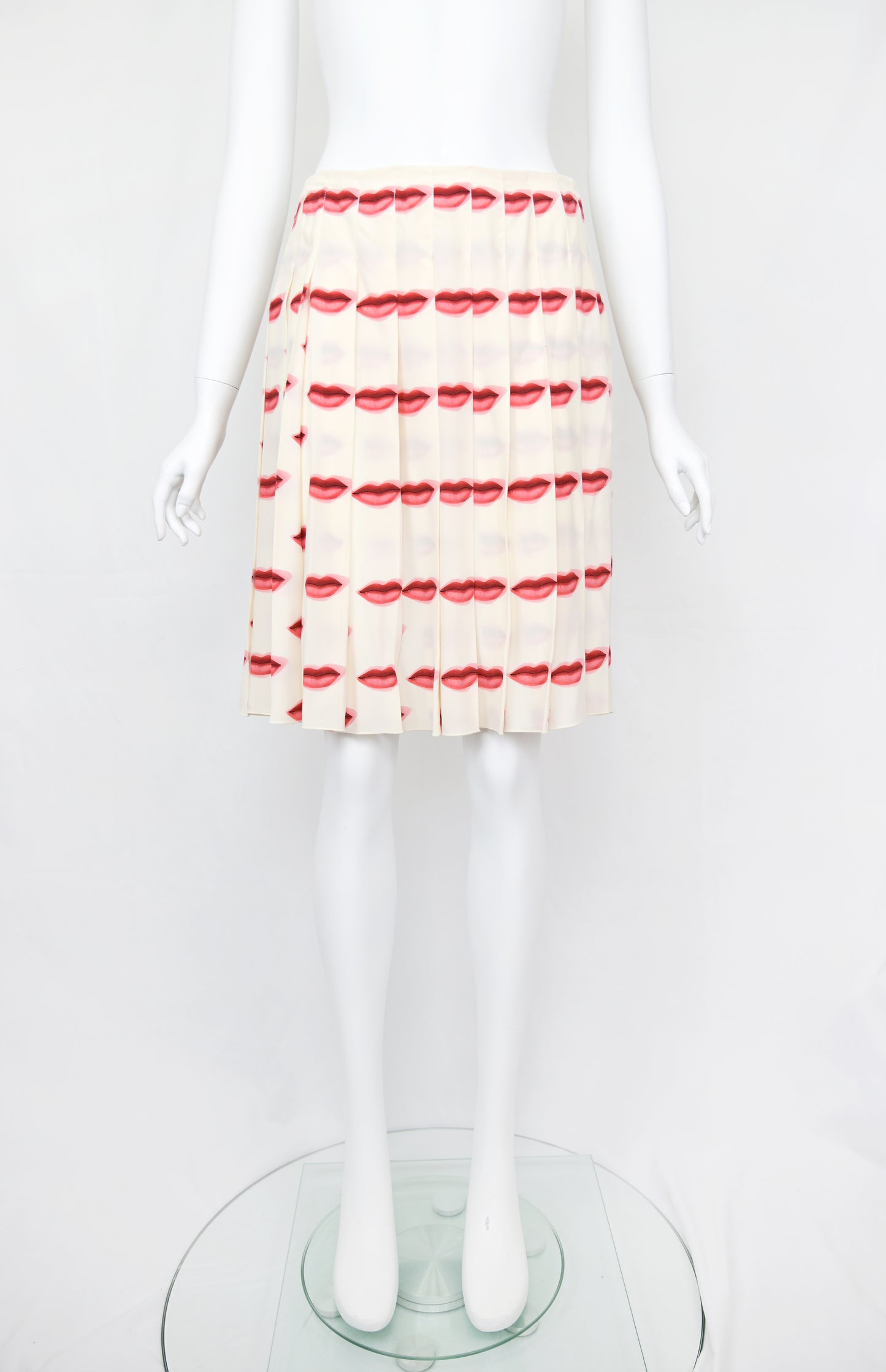 Prada SS 2000 Kiss Print Silk Skirt