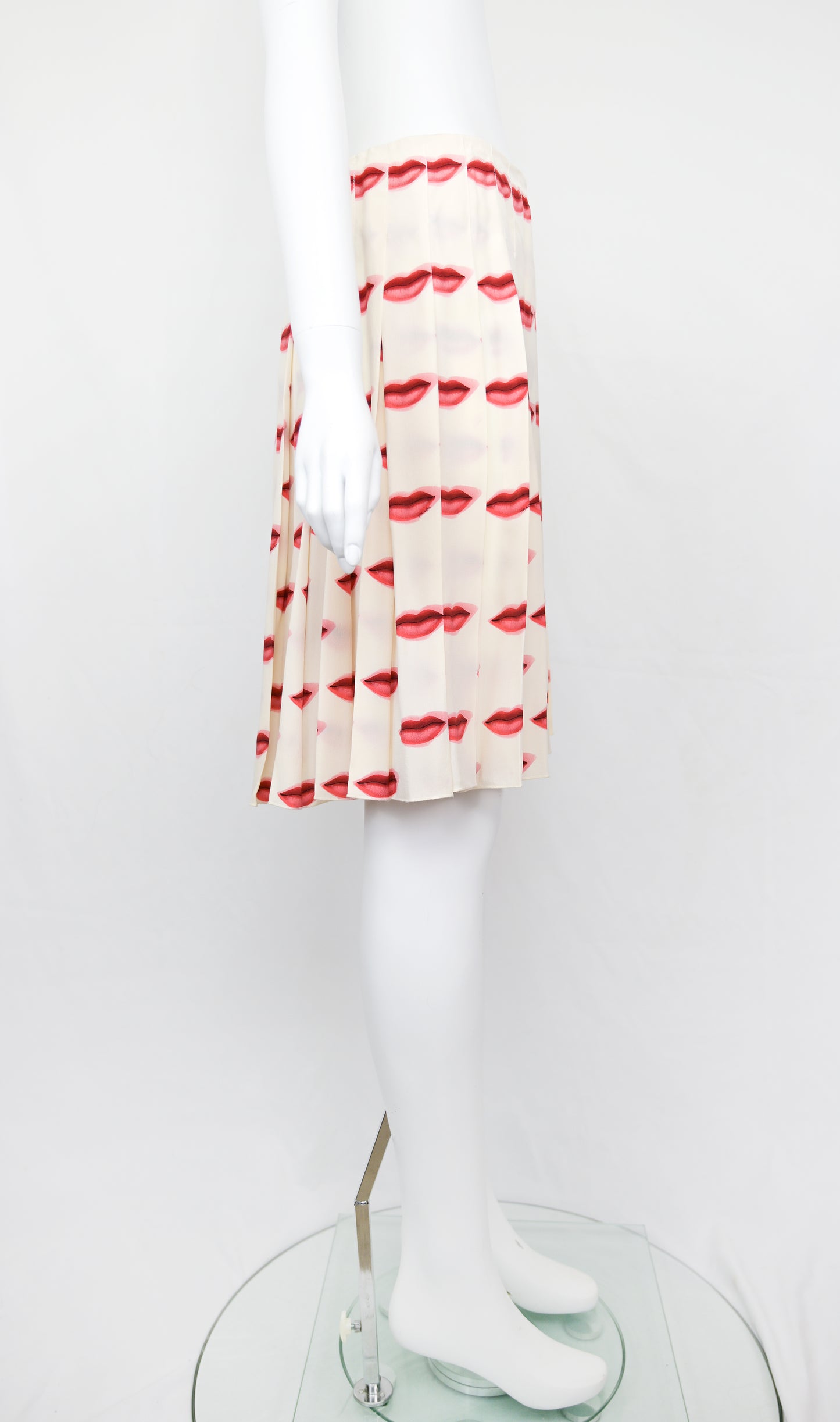 Prada SS 2000 Kiss Print Silk Skirt