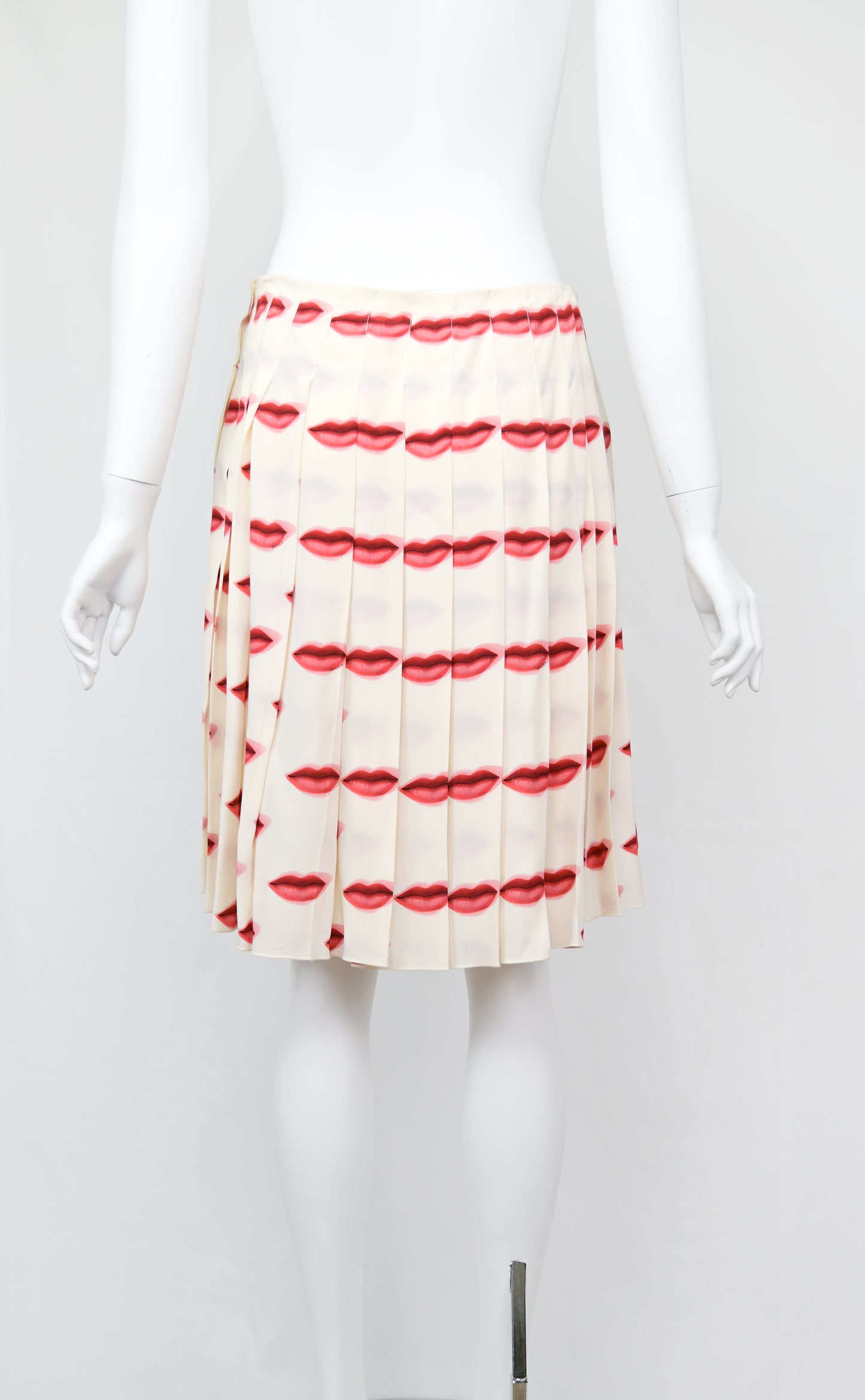 Prada SS 2000 Kiss Print Silk Skirt