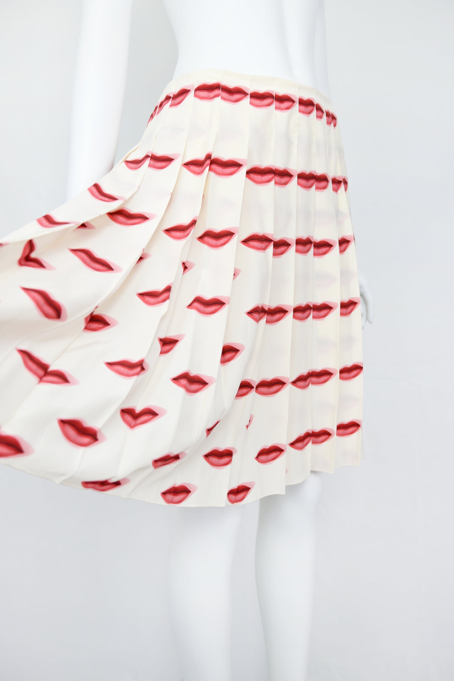 Prada SS 2000 Kiss Print Silk Skirt