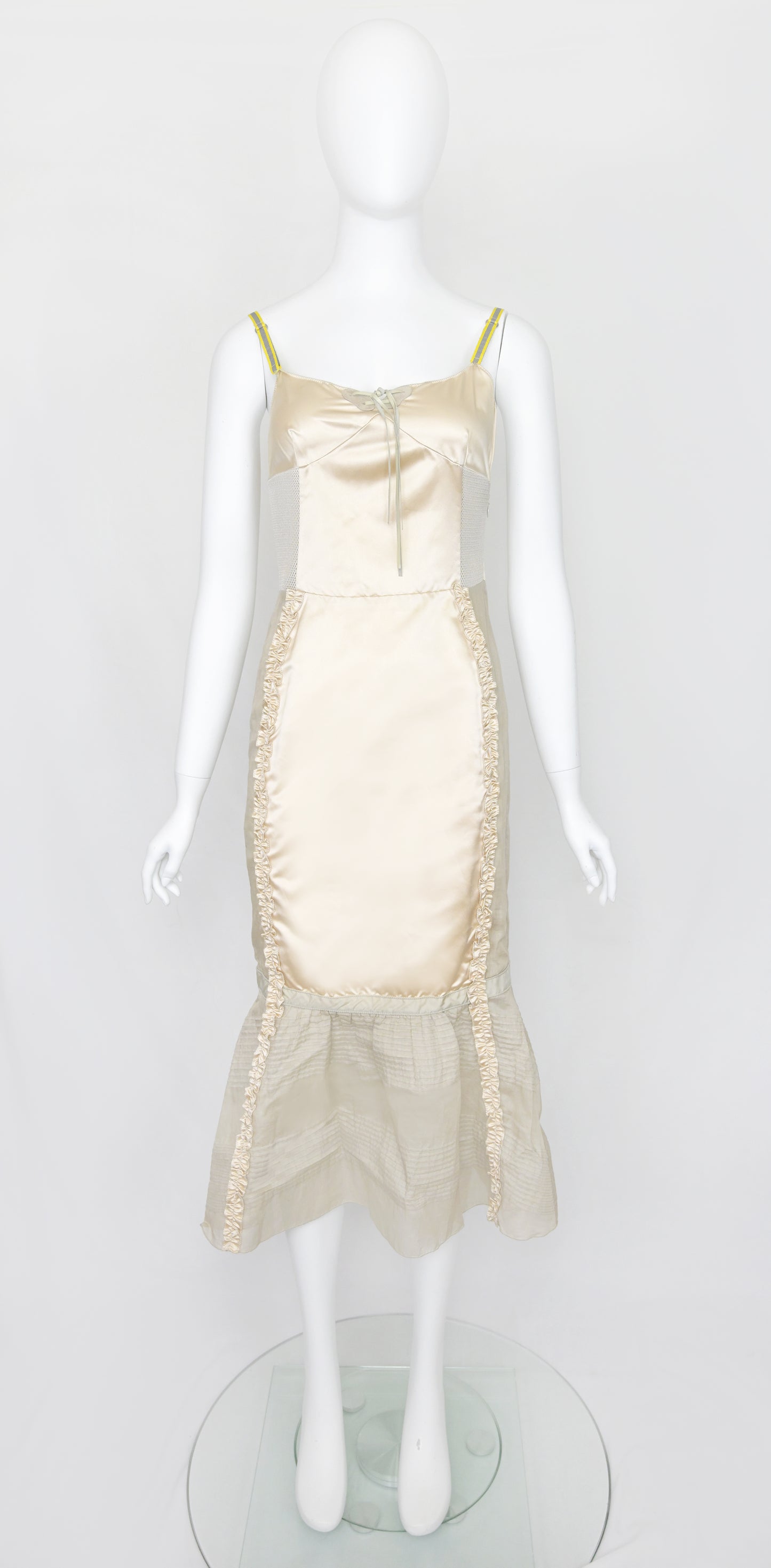 MIU MIU FW 1999 Silk Dress w Neoprene Tech Accents