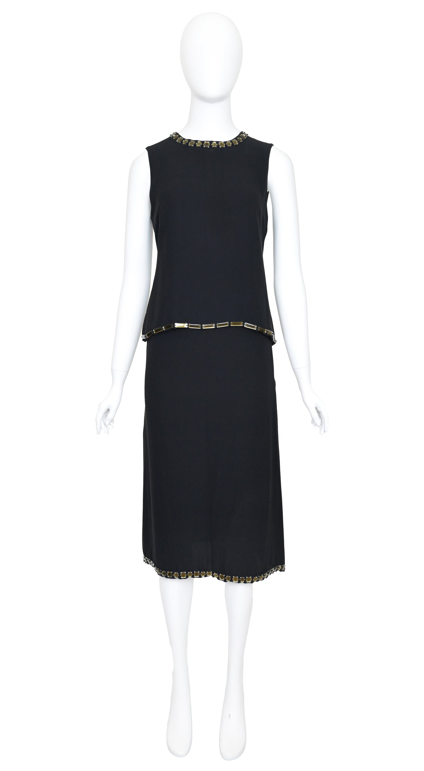 Prada FW 1999 Gem Embellished Silk Skirt Set