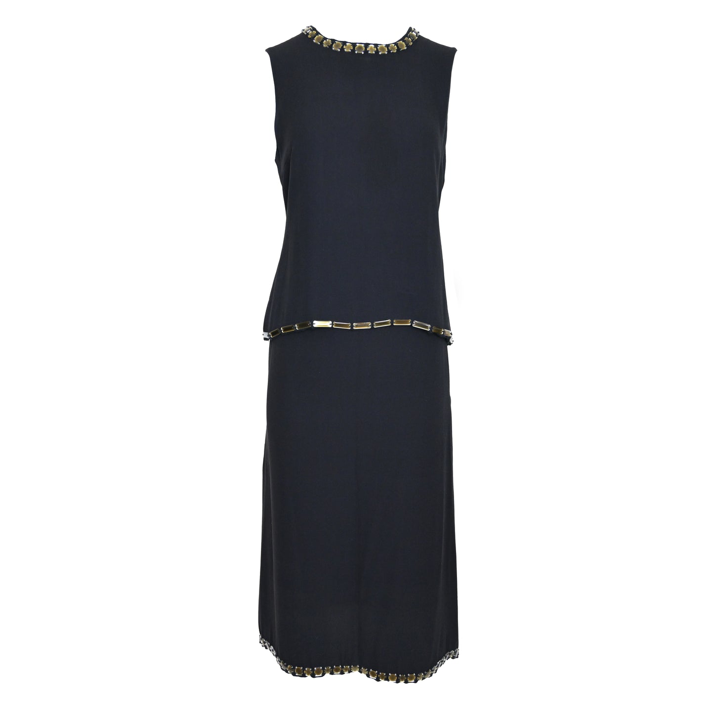 Prada FW 1999 Gem Embellished Silk Skirt Set