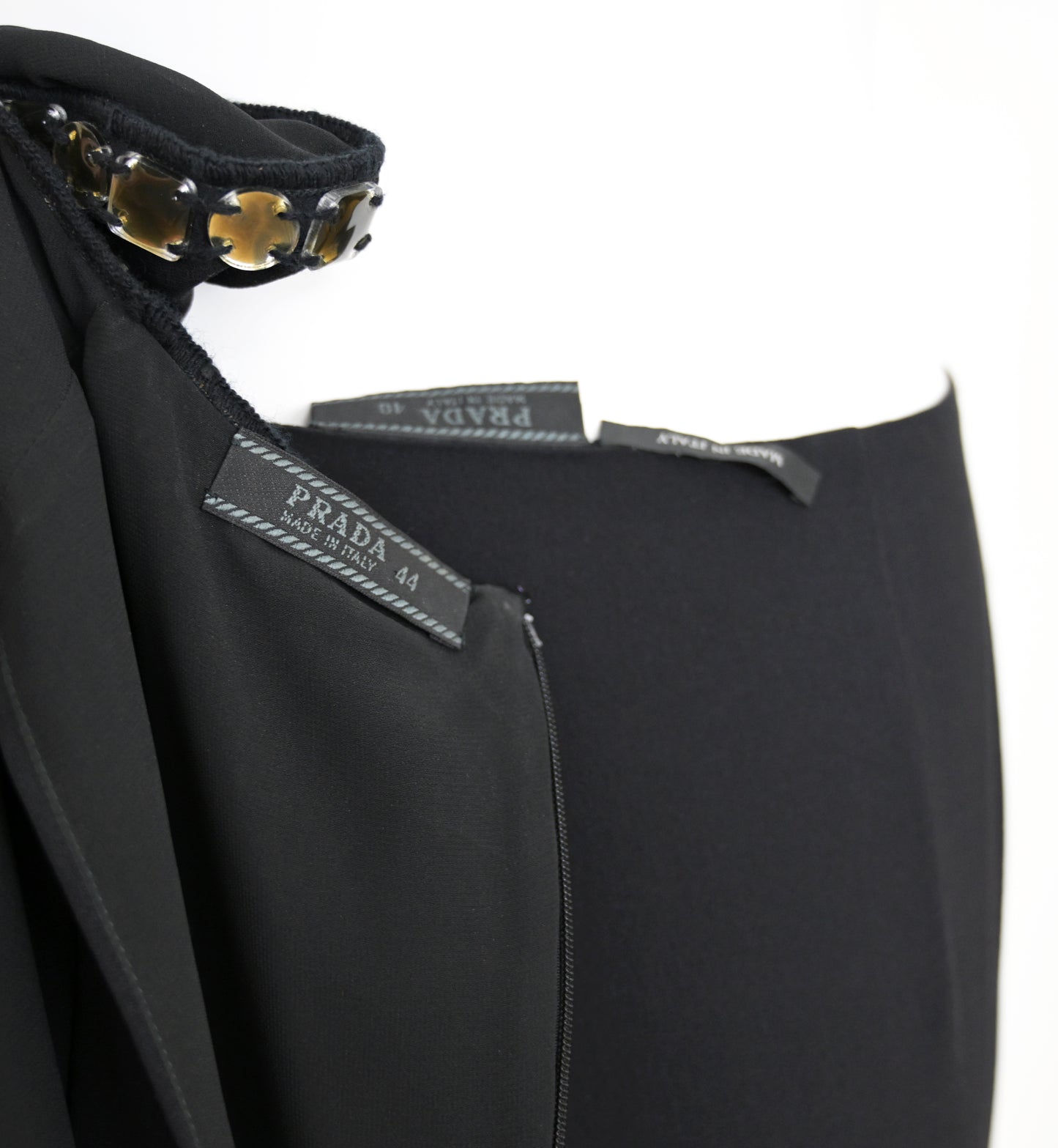 Prada FW 1999 Gem Embellished Silk Skirt Set