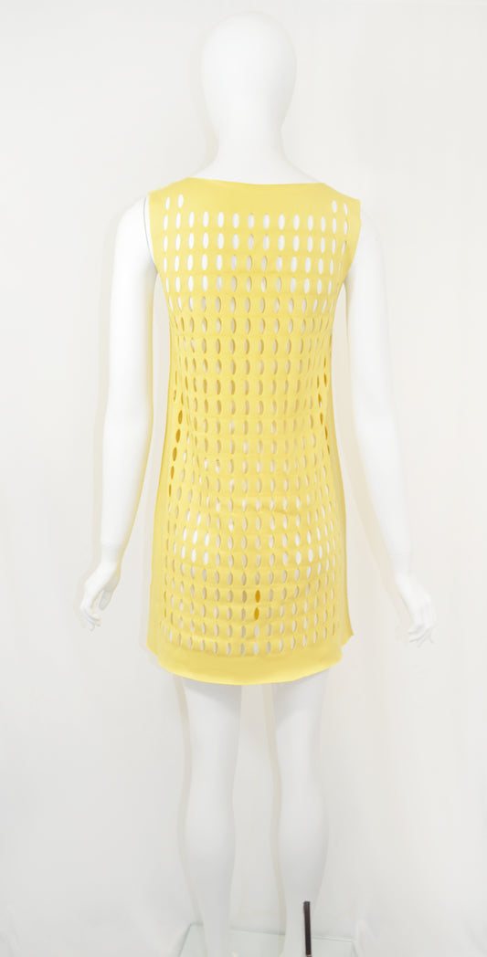 Hiroko Koshino Perforated Yellow Dress