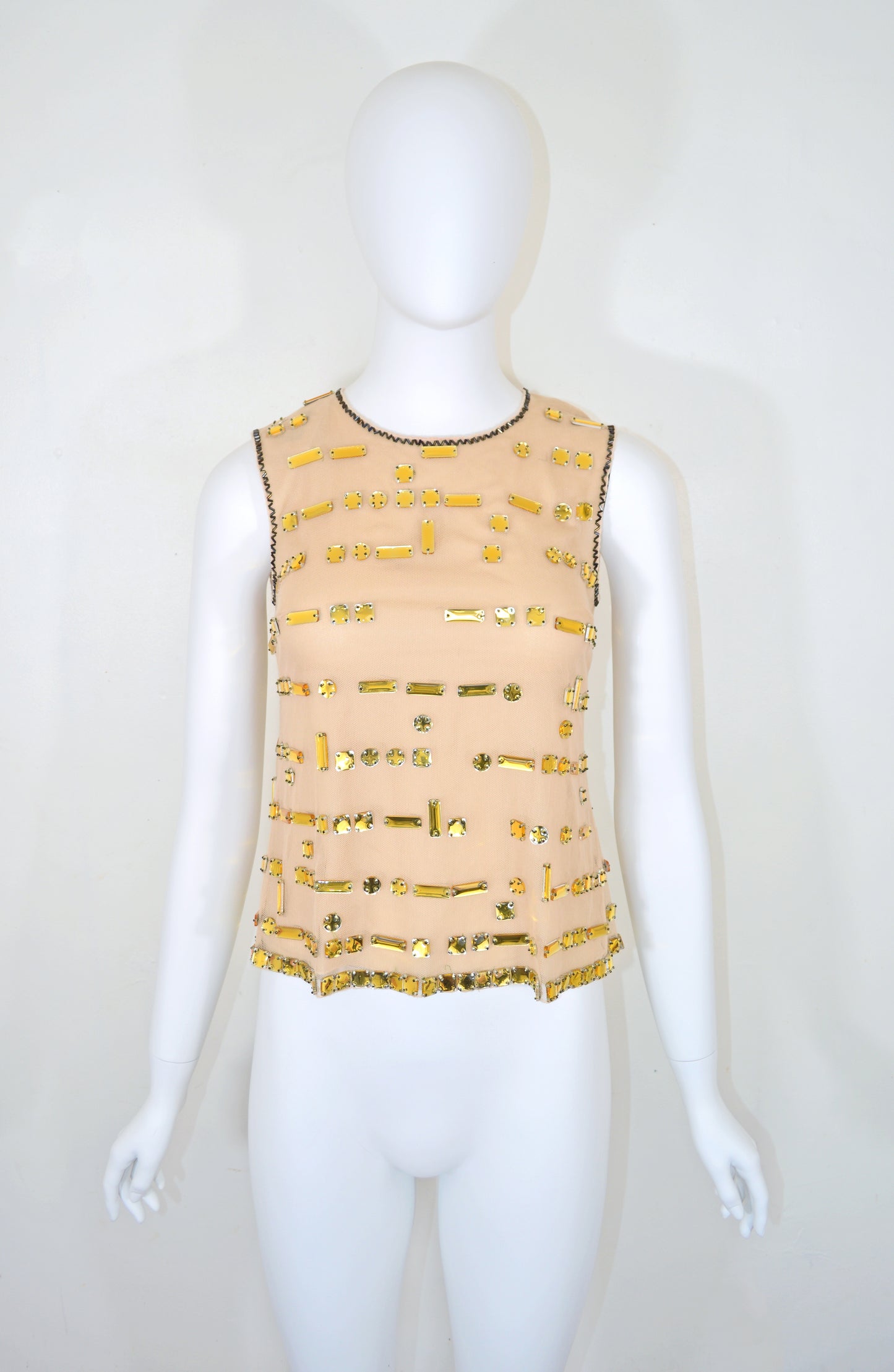 PRADA FW 1999 EMBELLISHED TULLE BLOUSE