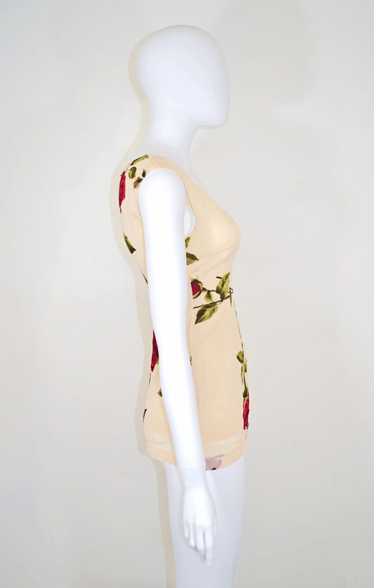 Dolce & Gabbana 1990s Rose Silk Blouse