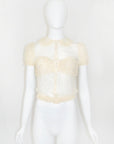 BLUMARINE Lace Sheer Blouse w Puff Sleeves