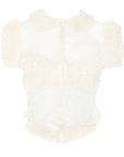 BLUMARINE Lace Sheer Blouse w Puff Sleeves