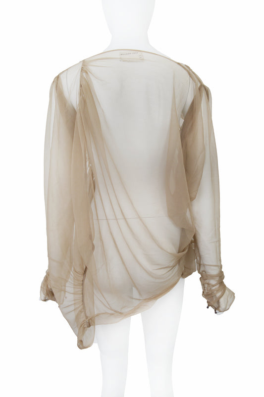 Gary Graham Sheer Blouse with Gatherered Bust