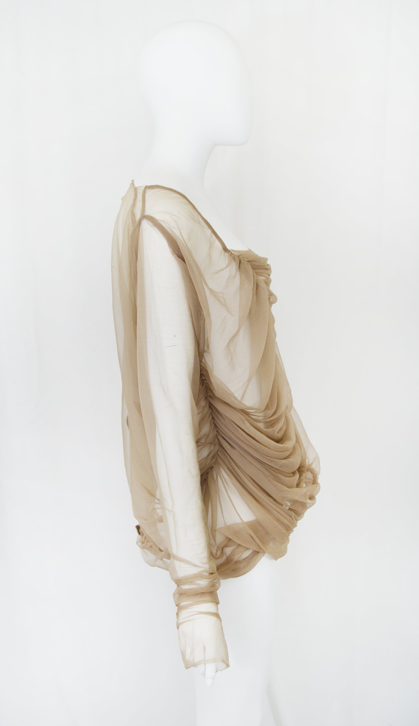 Gary Graham Sheer Blouse with Gatherered Bust