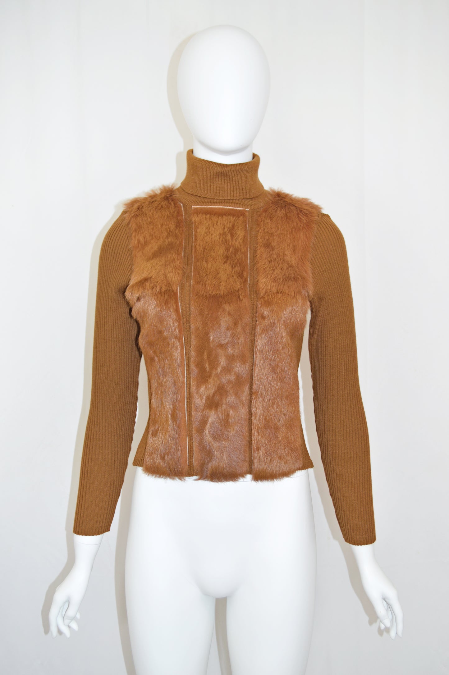 Amaya Arzuaga Fur Ribbed Sweater