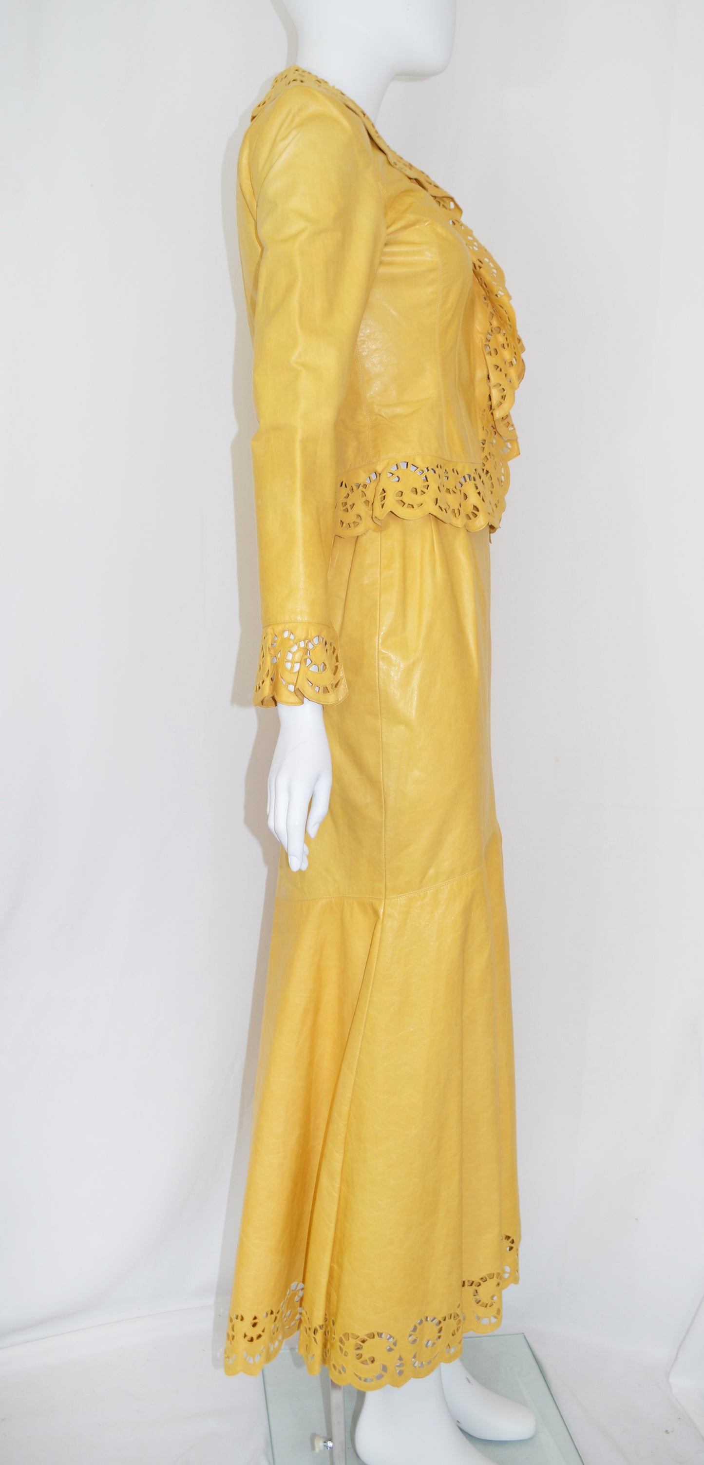 Oscar de la Renta Leather Skirt Set