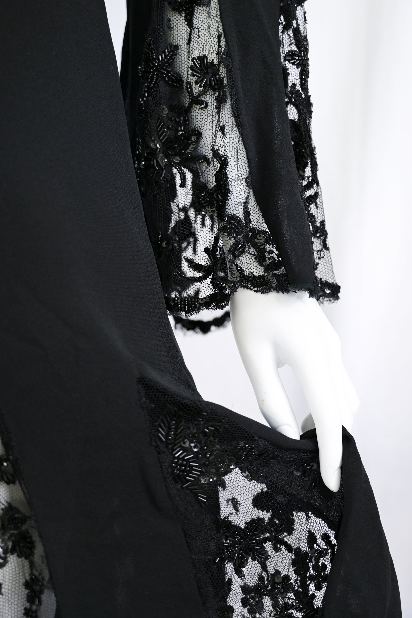 Valentino 2000s Embellished Silk Dress with Bell Sleeves