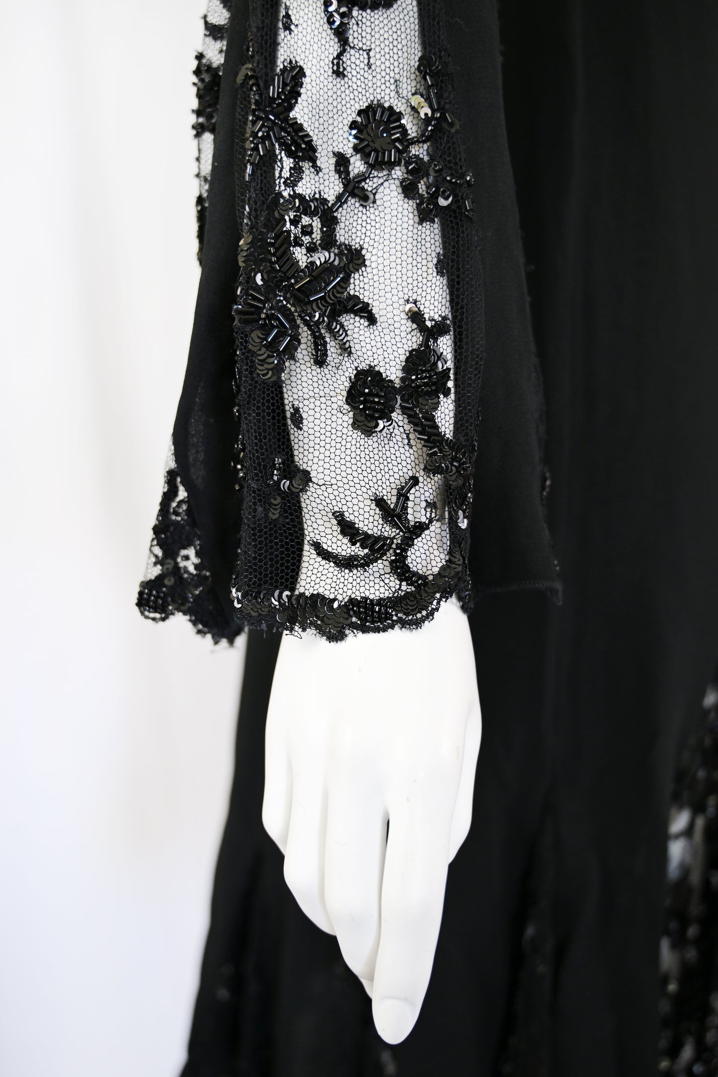 Valentino 2000s Embellished Silk Dress with Bell Sleeves