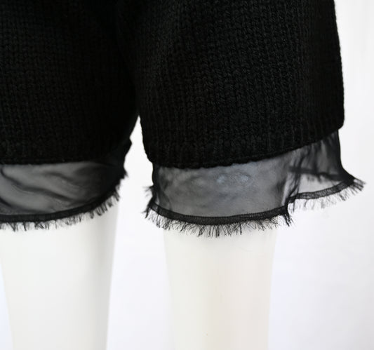 Comme Des Garçons Wool Shorts with Organza Trim