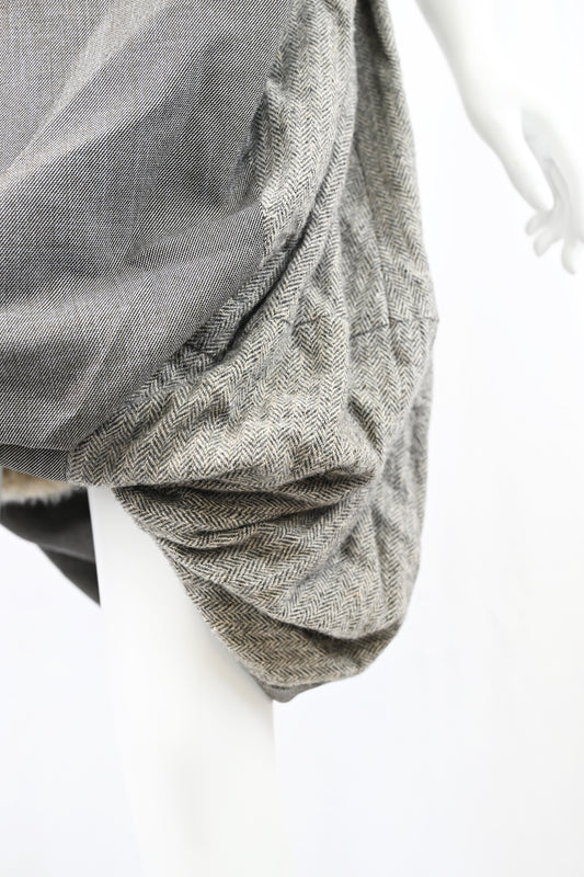 Gomme Wool Skirt with Bubble Hem and Fur Patch