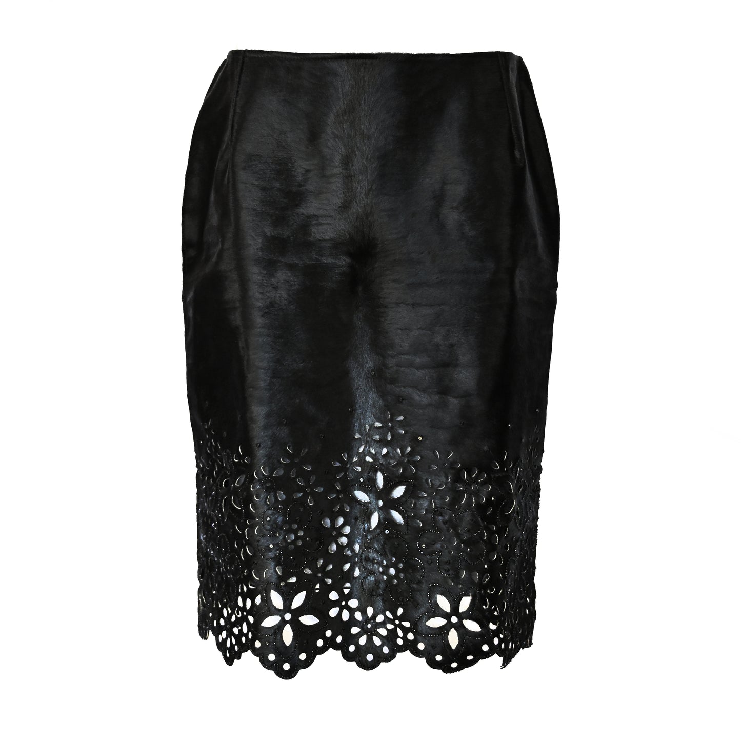Oscar de la Renta FW 2000 Embellished Calf Hair Skirt