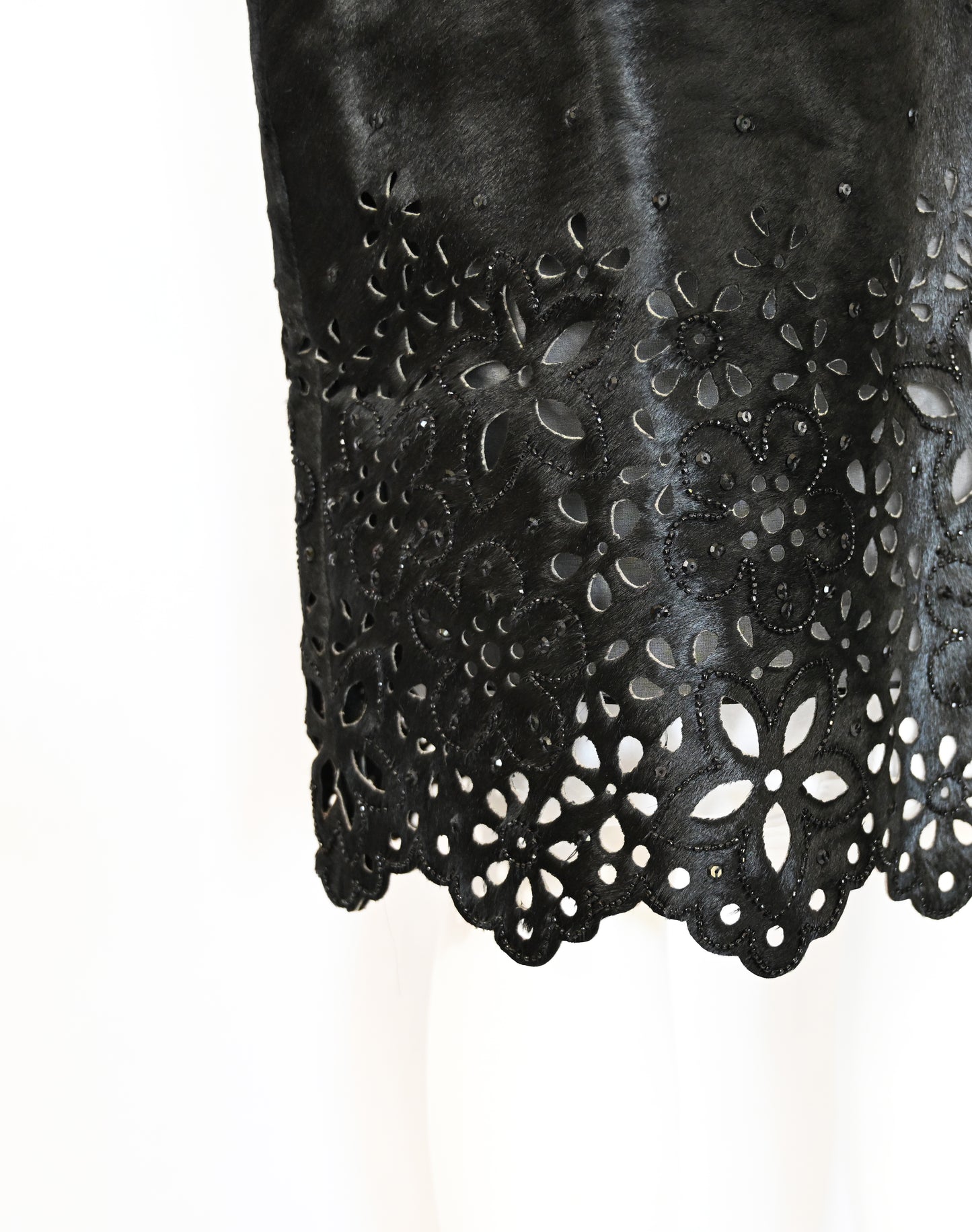 Oscar de la Renta FW 2000 Embellished Calf Hair Skirt