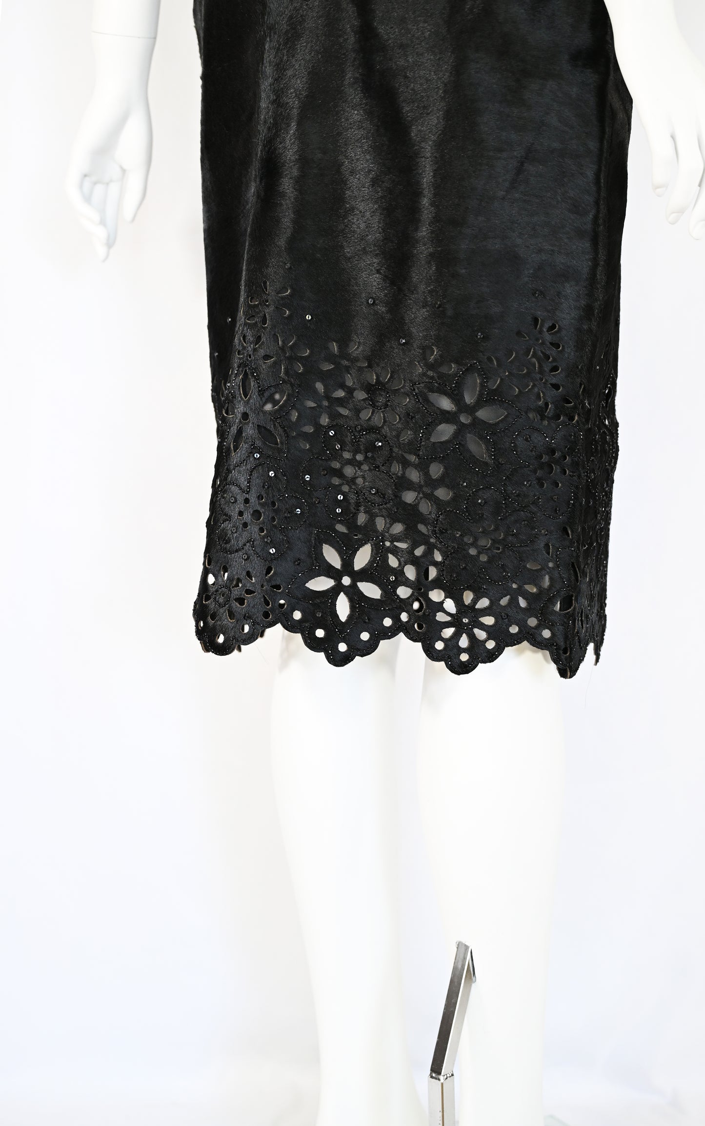 Oscar de la Renta FW 2000 Embellished Calf Hair Skirt