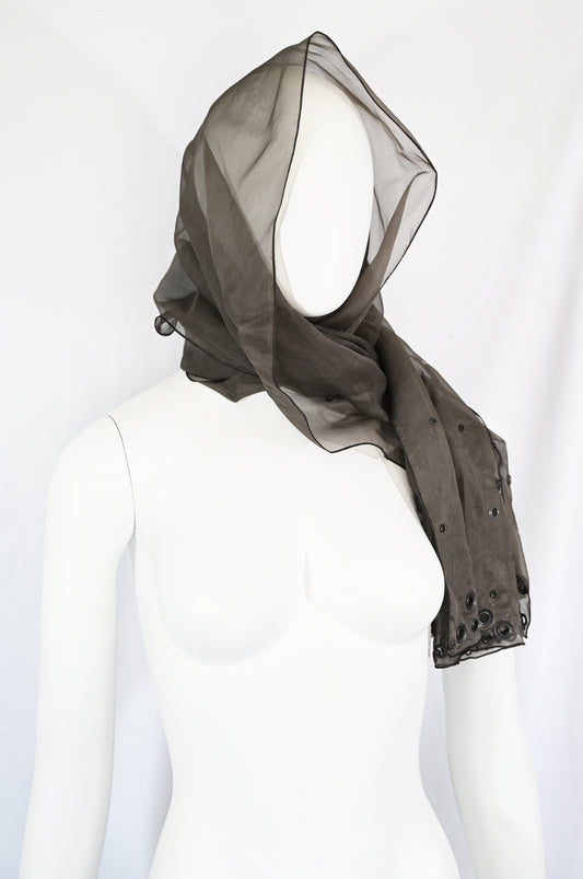 Prada FW 1999 Organza Grommet Scarf