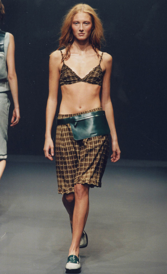 Prada SS 1999 Gradient Checked Silk Skirt