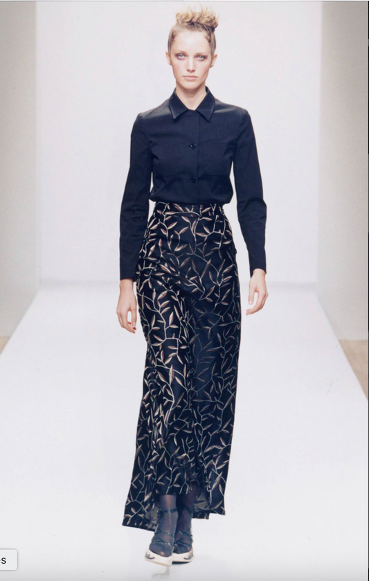 Prada SS 1997 Leaf Print Silk Skirt