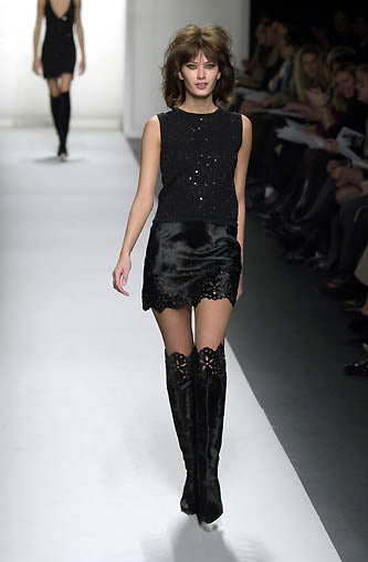 Oscar de la Renta FW 2000 Embellished Calf Hair Skirt