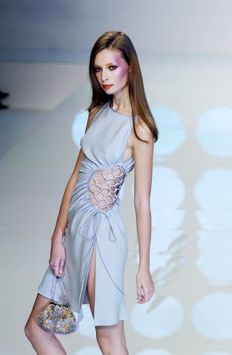 Valentino SS 2004 Lattice Silk Dress