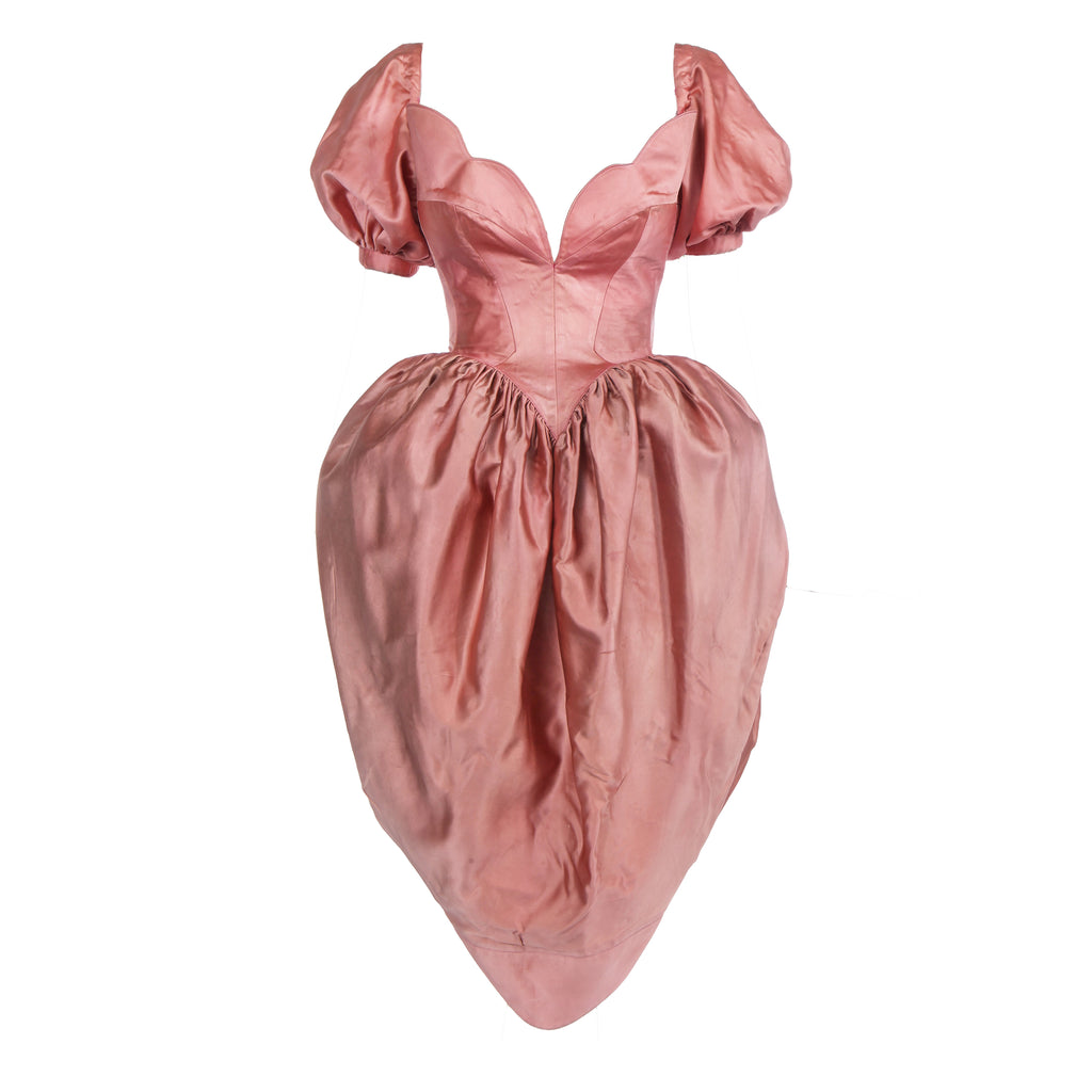 Thierry Mugler 1982 Sculptural Pink Satin Dress