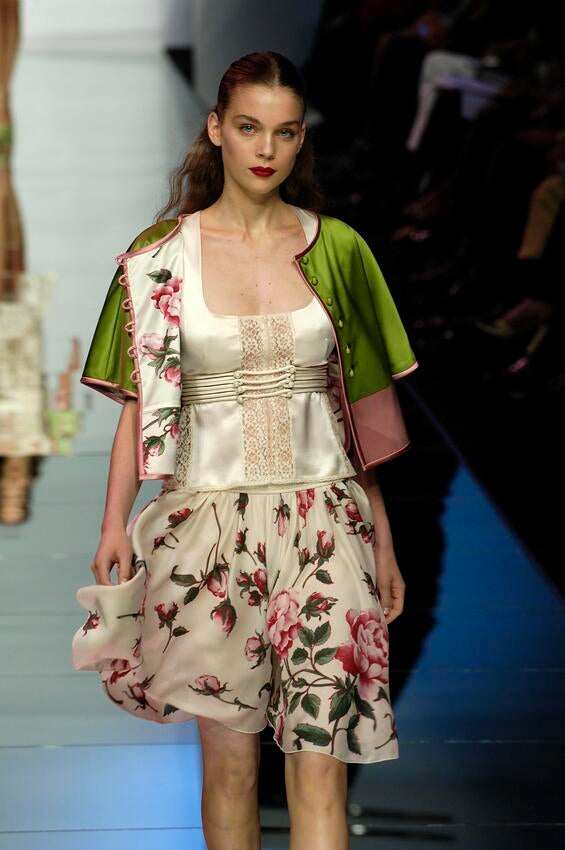 VALENTINO 2006 ROSE PRINT COTTON DRESS