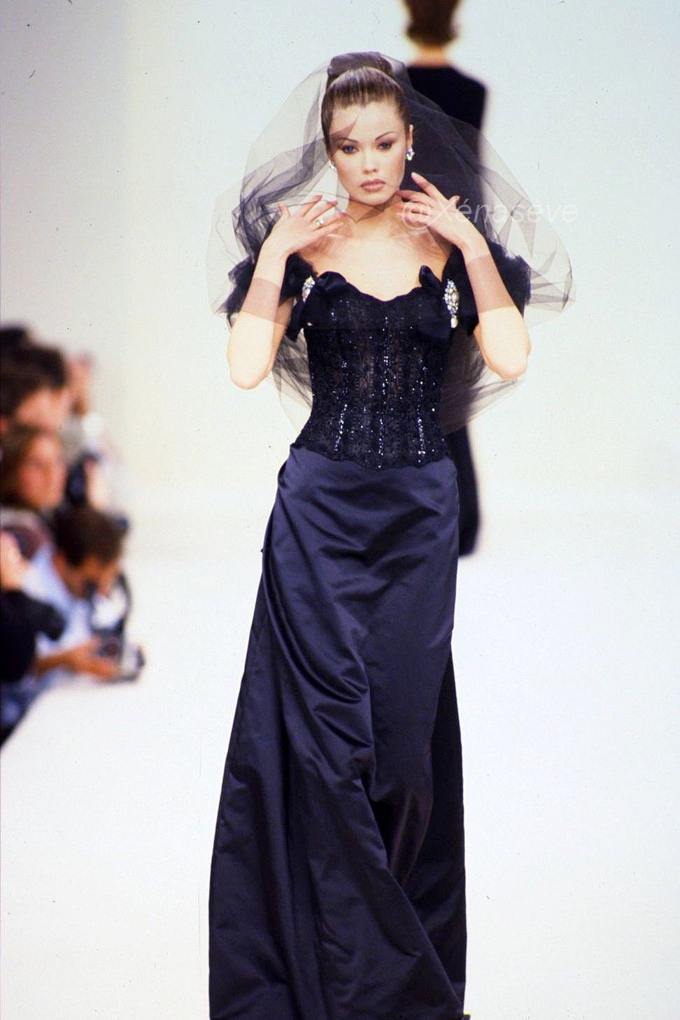 Oscar de la Renta 1995 Embellished Tulle Bustier and Skirt Set