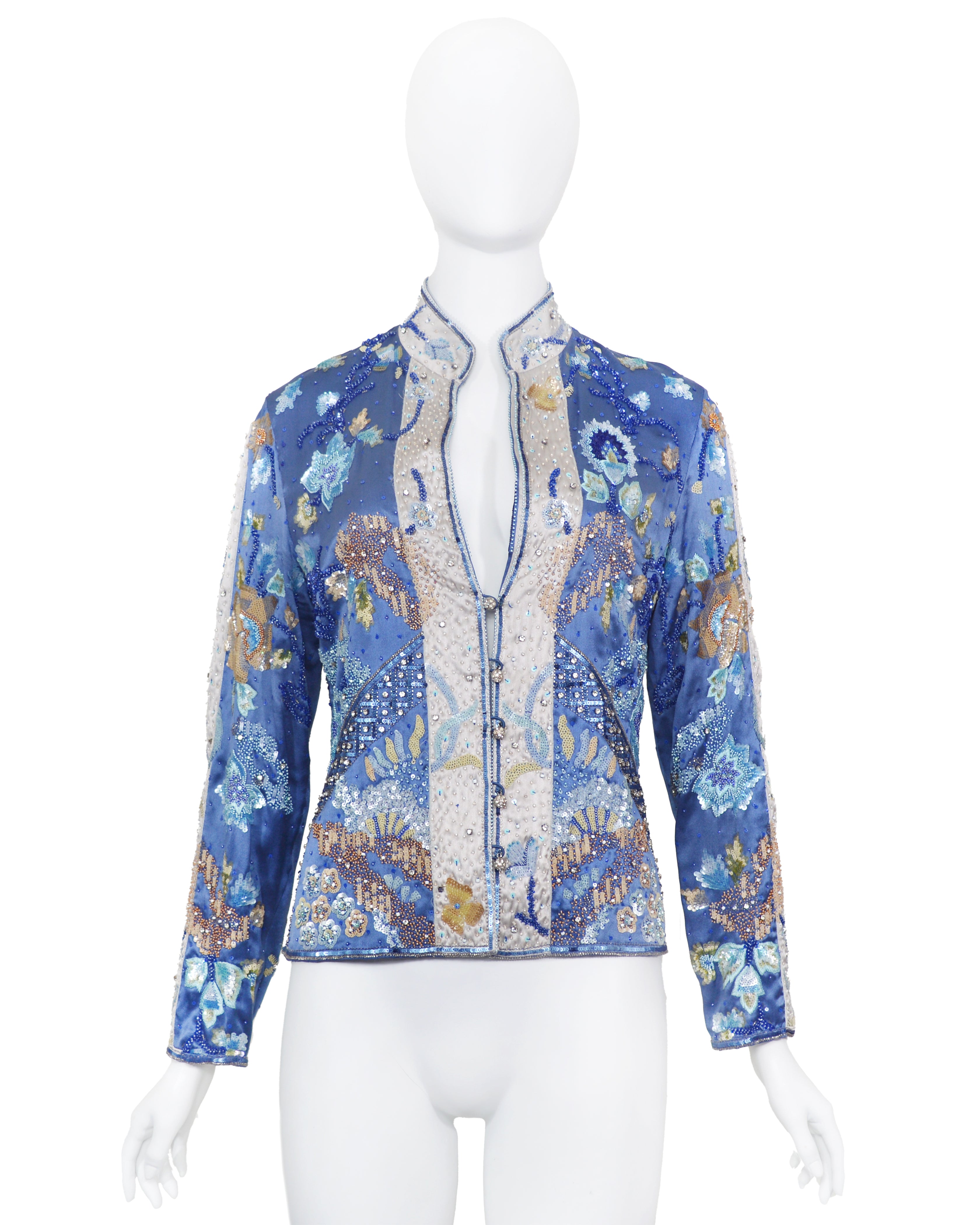 Valentino SS 2006 Floral Embellished Silk Blouse