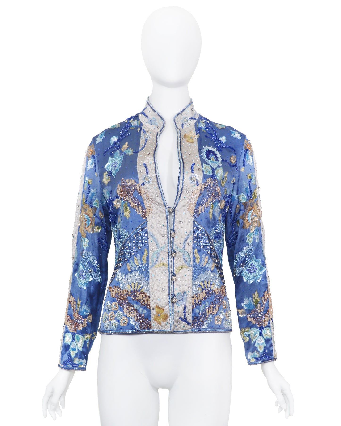 Valentino SS 2006 Floral Embellished Silk Blouse