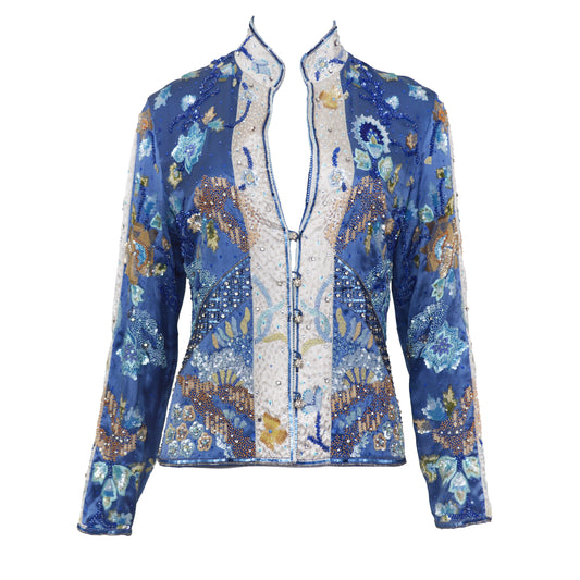 Valentino SS 2006 Floral Embellished Silk Blouse