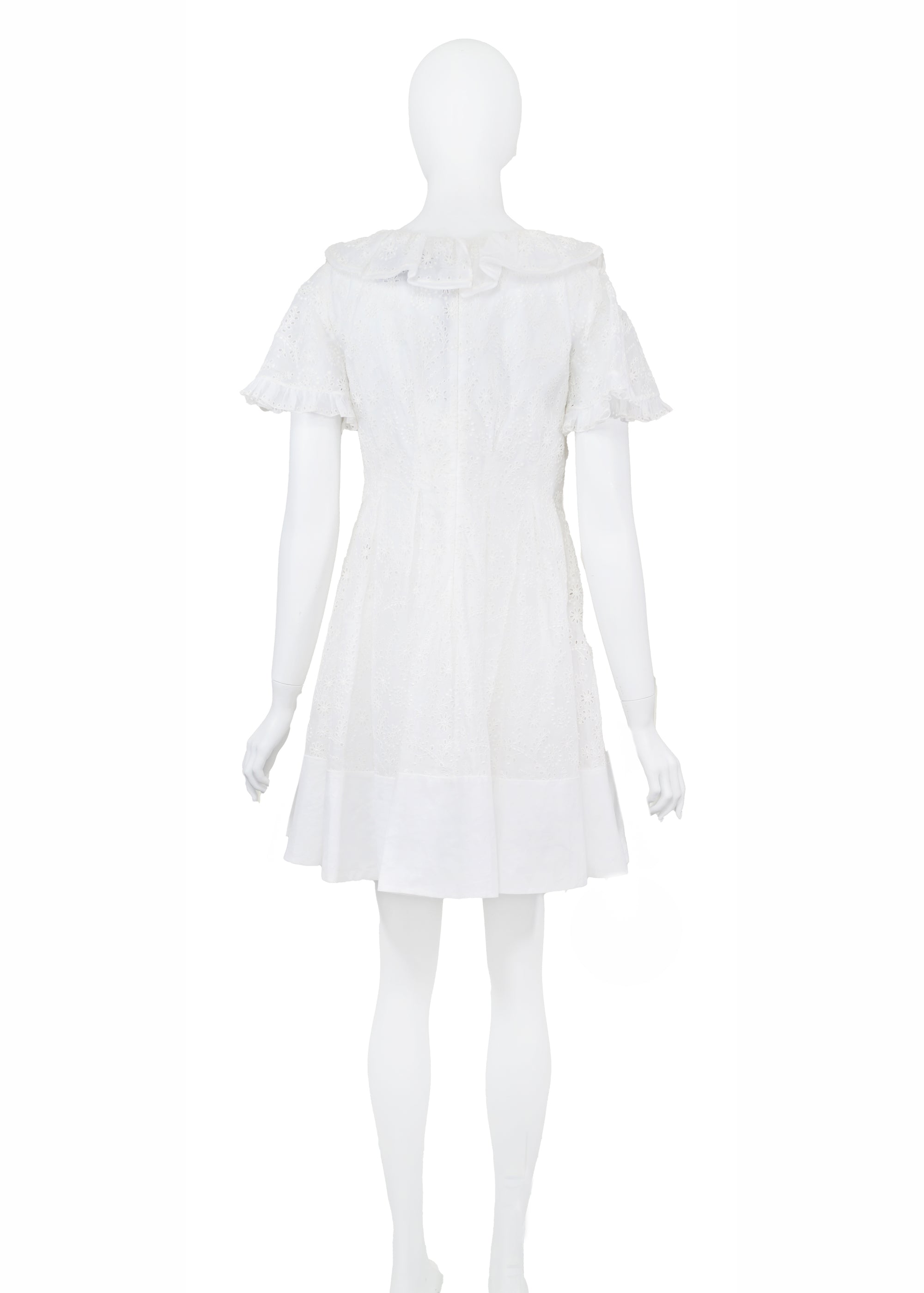 Valentino Resort 2019 Ruffled Broderie Eyelet Cotton Mini Dress