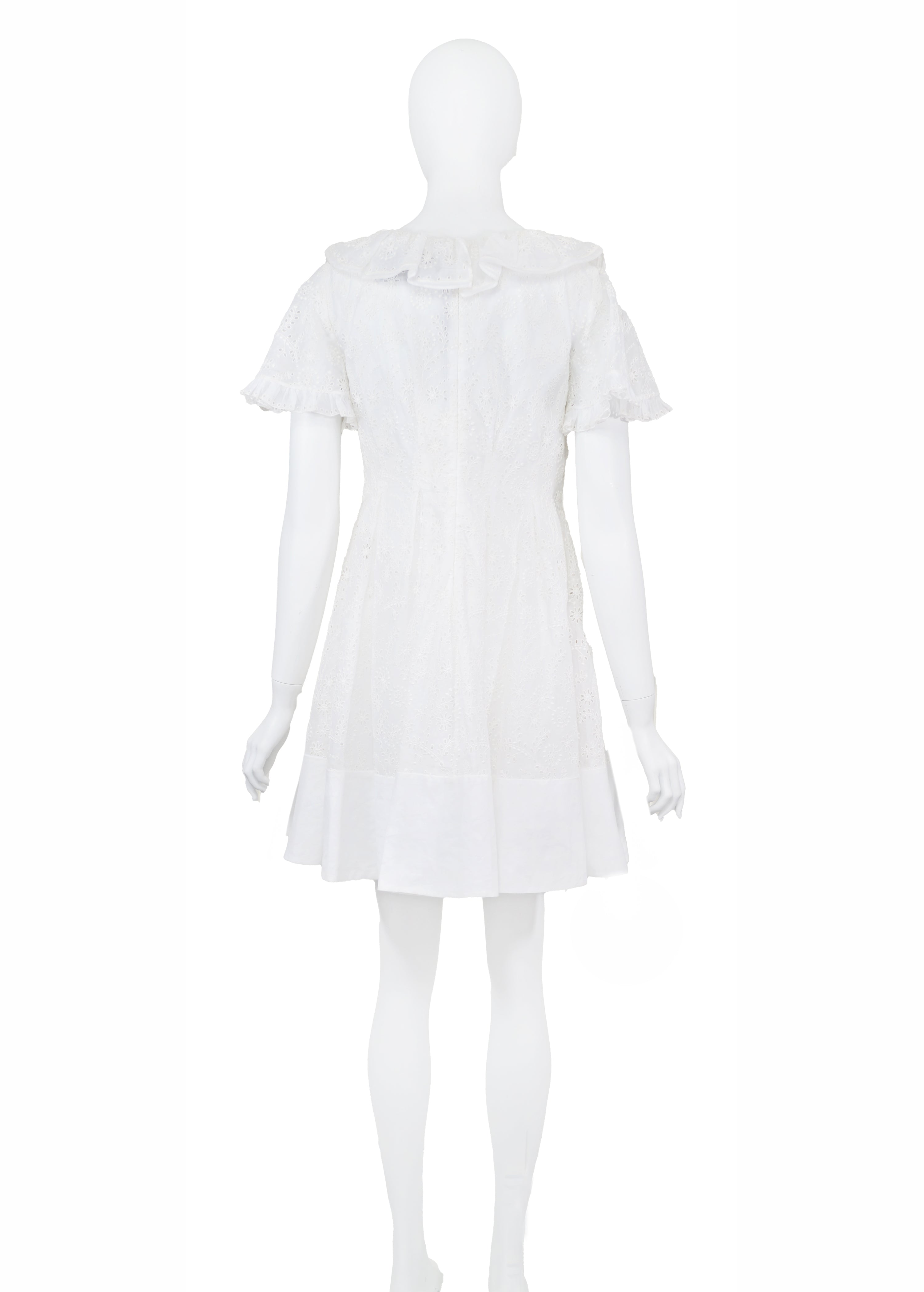 Valentino Resort 2019 Ruffled Broderie Eyelet Cotton Mini Dress