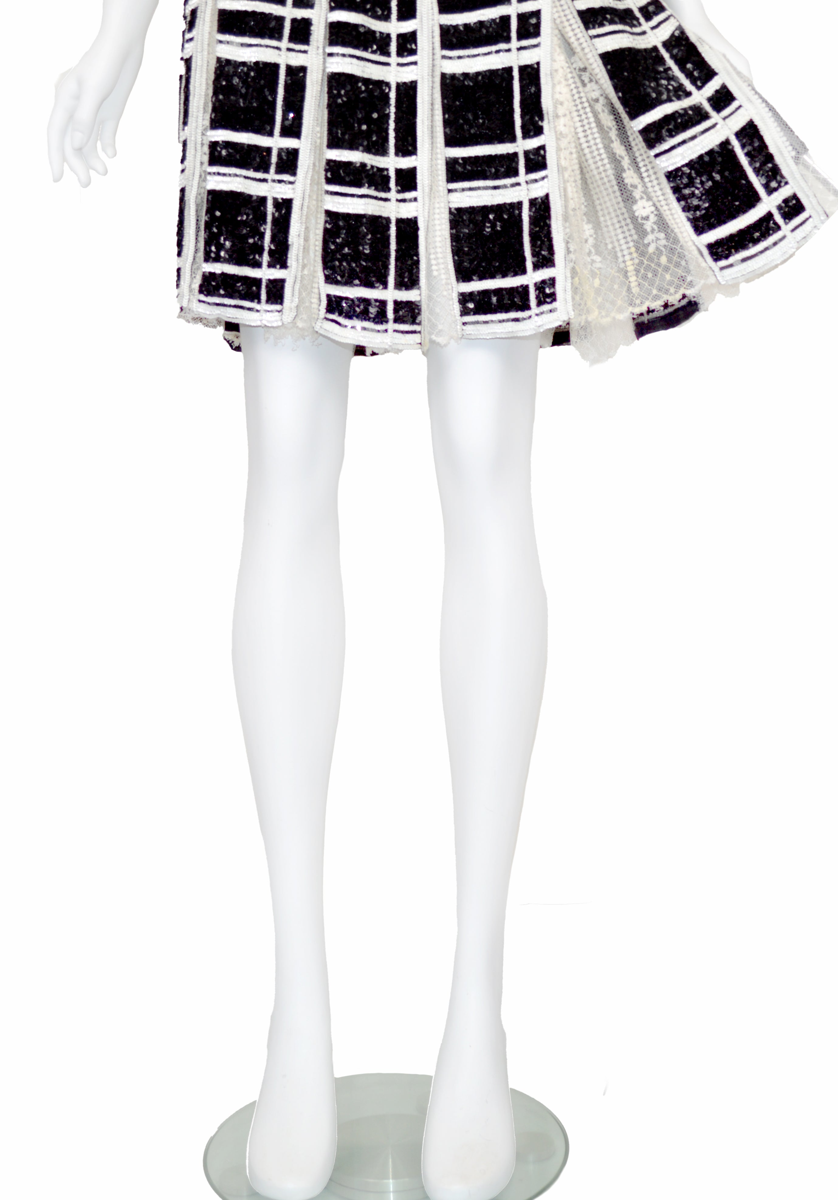 Valentino Boutique SS 1995 Sequin Embellished and Lace Skirt