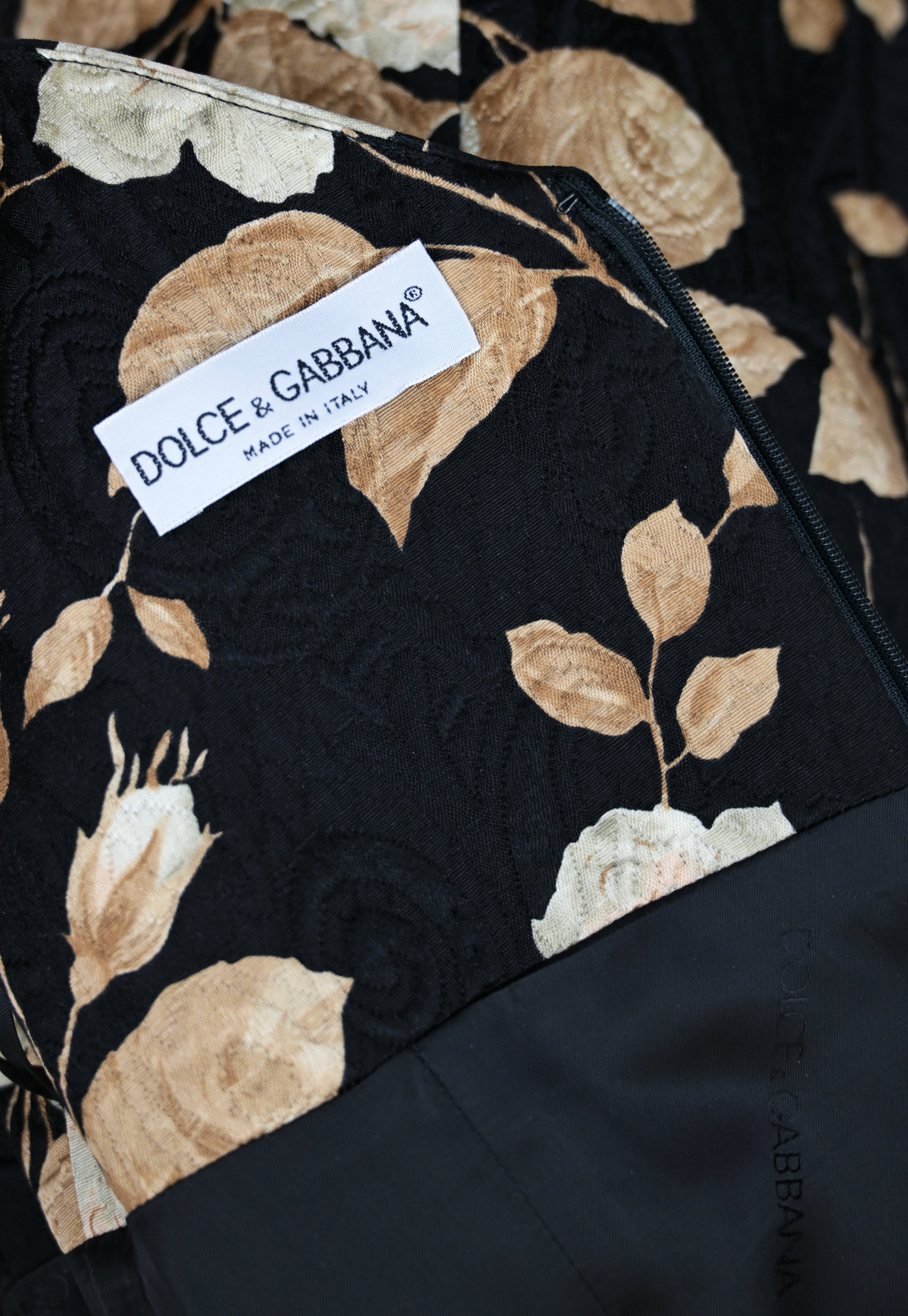 Dolce & Gabbana FW 1997 Embossed Mini Dress with Floral Print