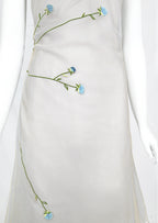 Guy Laroche 1998 Layered Tulle Dress with Embroidered Flowers