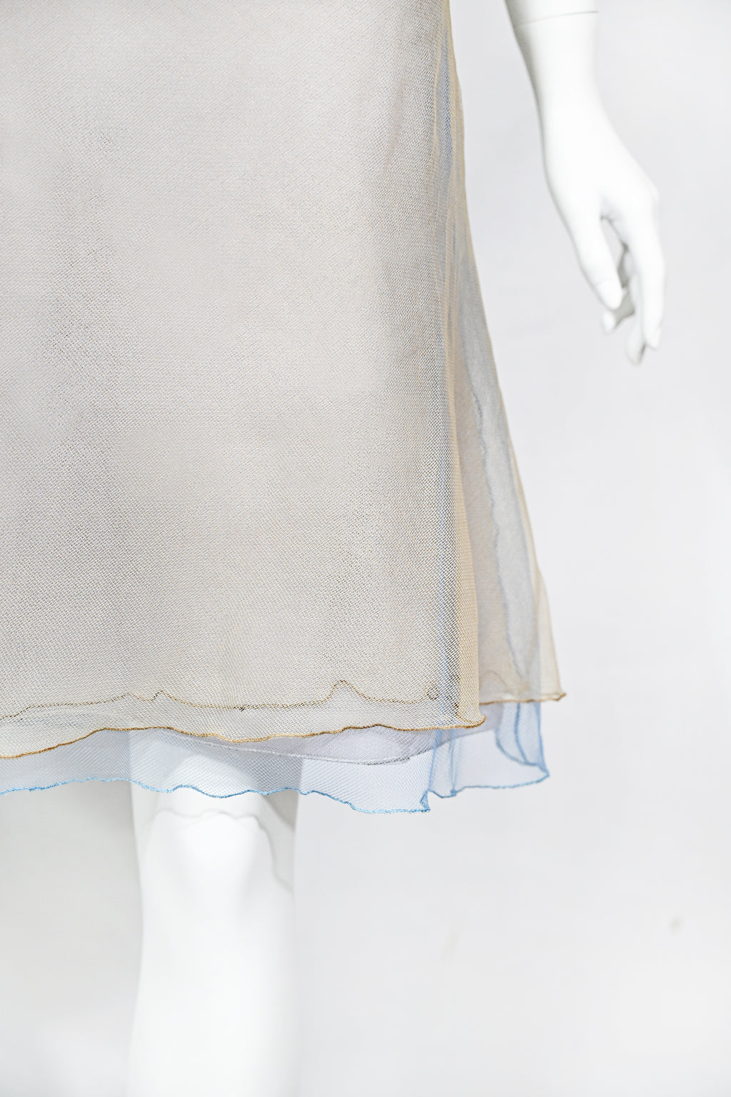 Guy Laroche 1998 Layered Tulle Dress with Embroidered Flowers