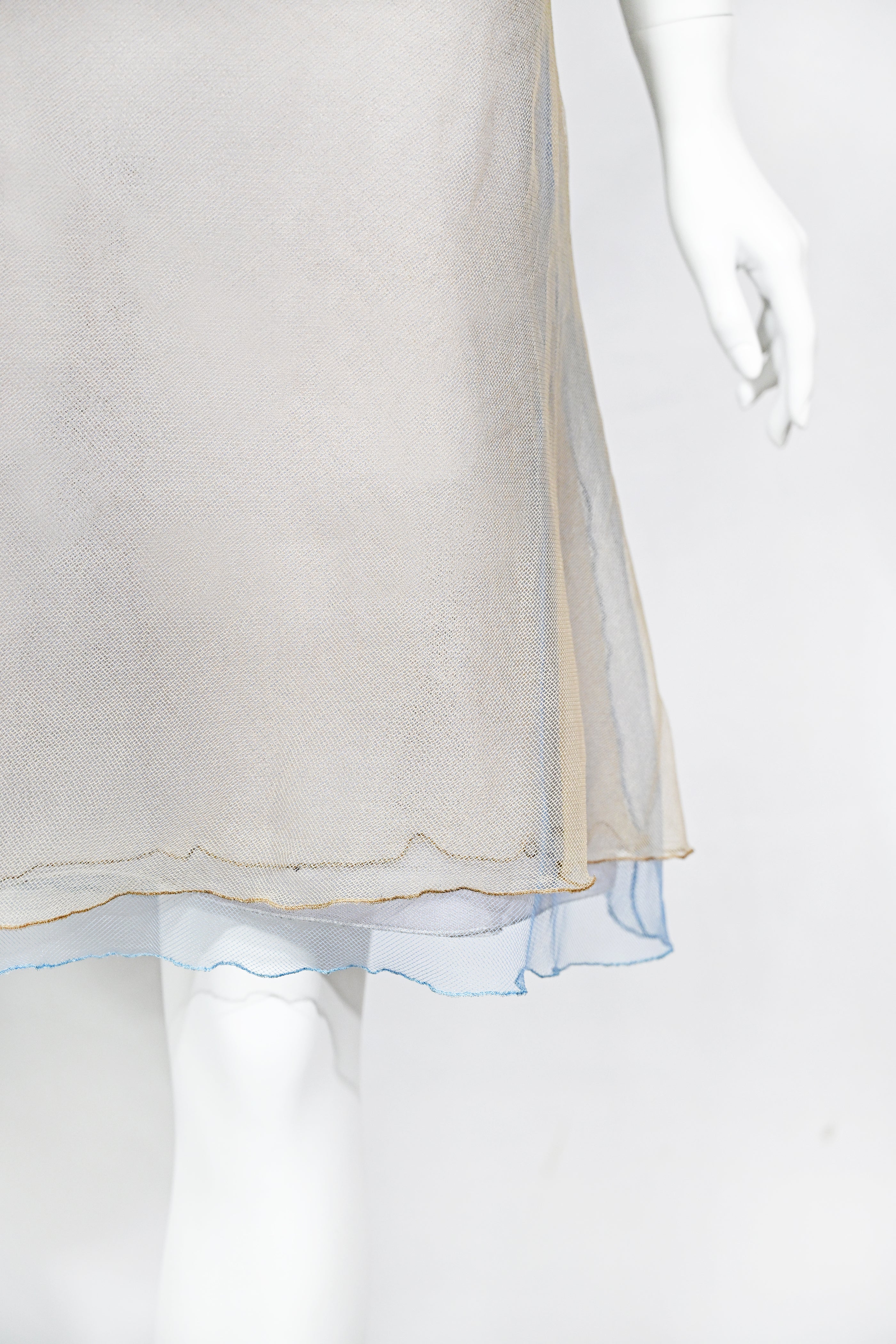 Guy Laroche 1998 Layered Tulle Dress with Embroidered Flowers