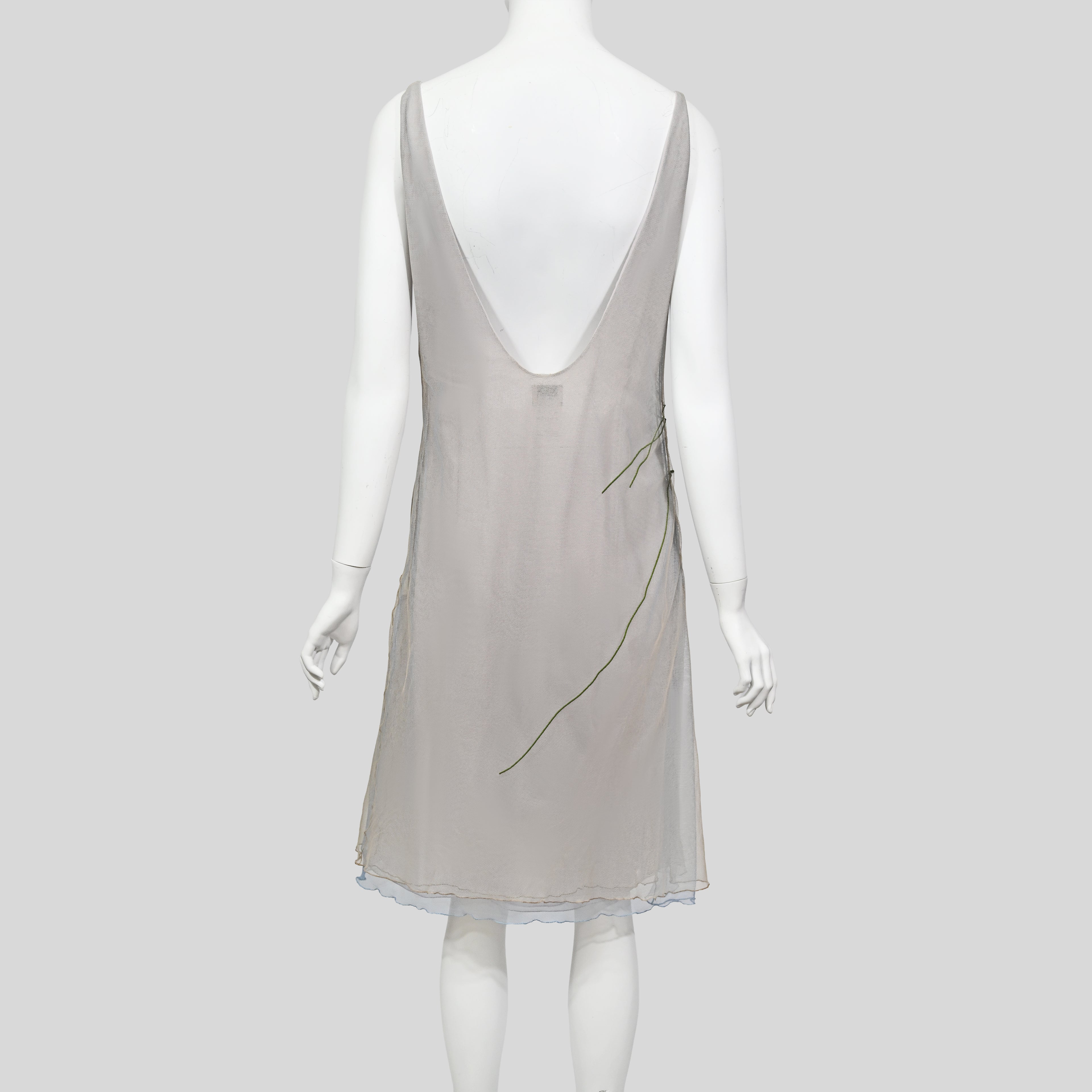 Guy Laroche 1998 Layered Tulle Dress with Embroidered Flowers