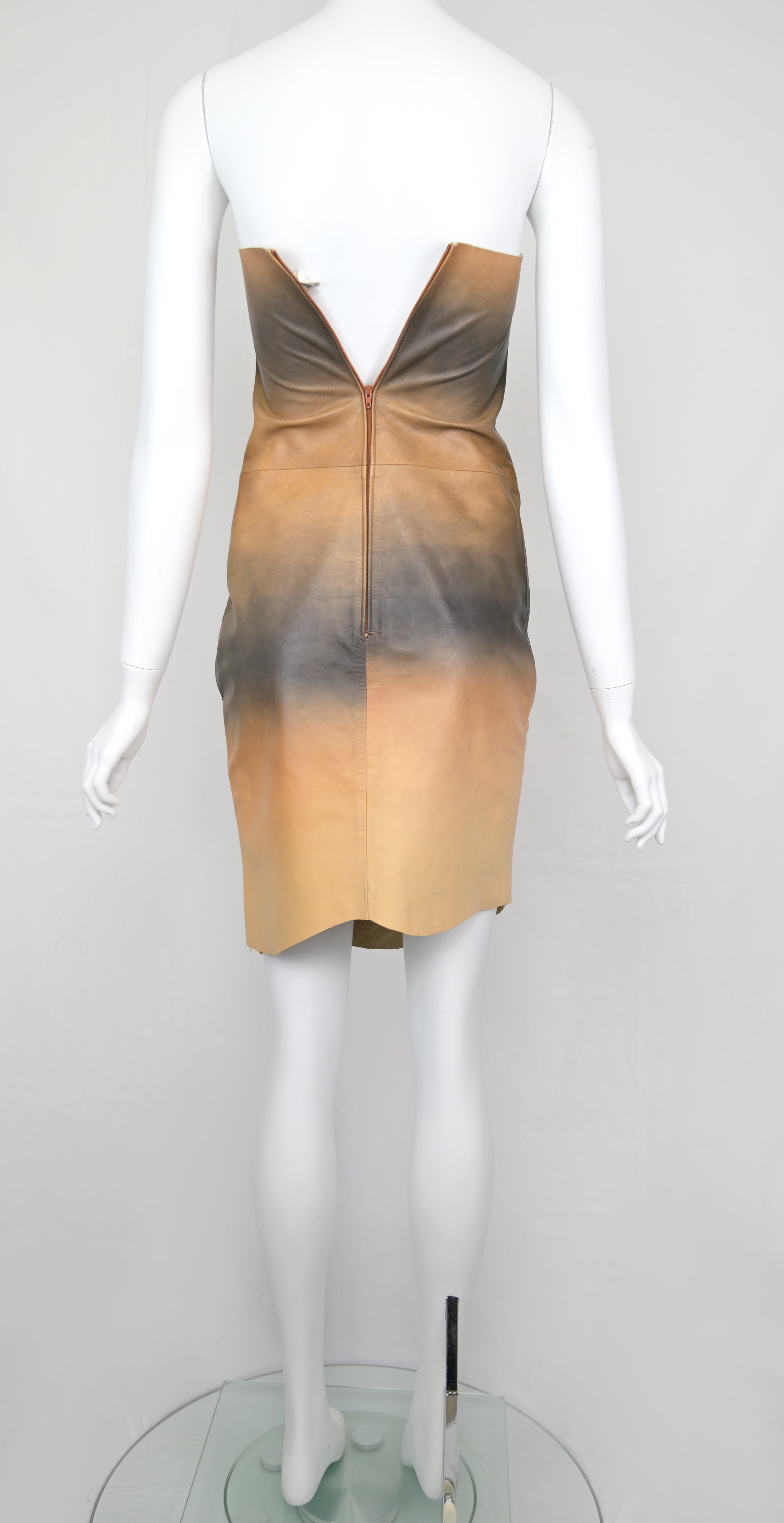 Trussardi Gradient Leather Strapless Dress