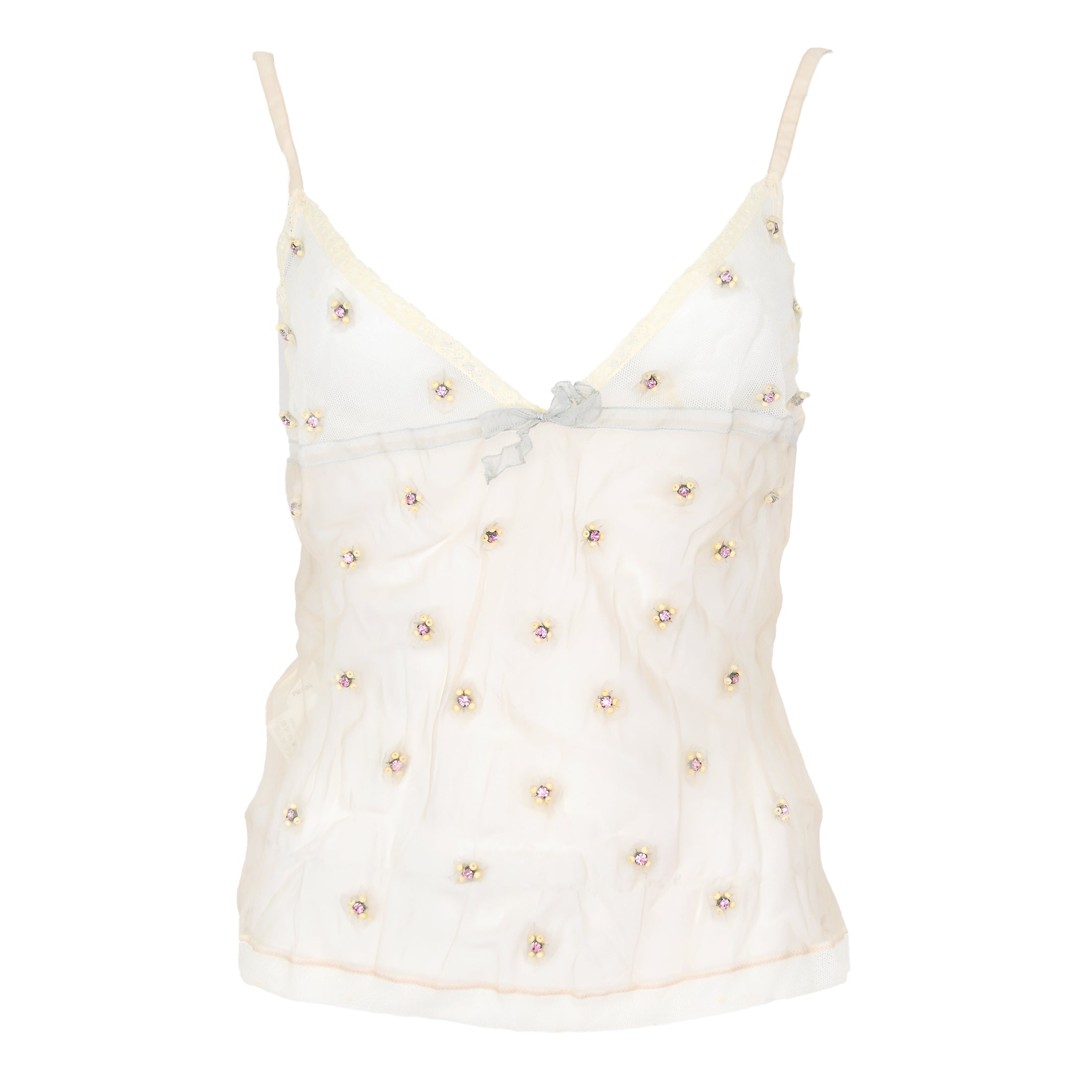 Prada 2004 Embellished Organza Tulle Camisole