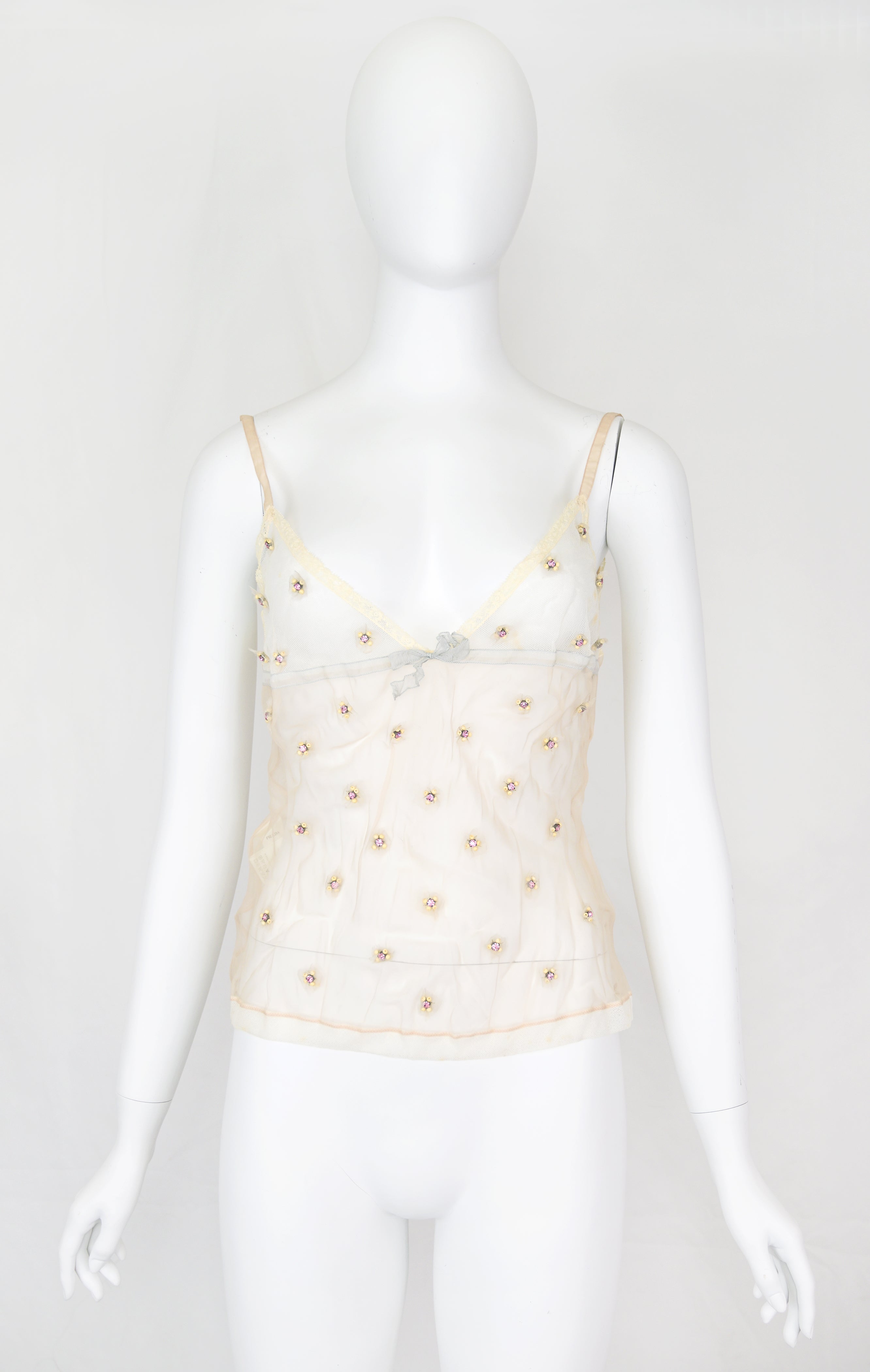 Prada 2004 Embellished Organza Tulle Camisole