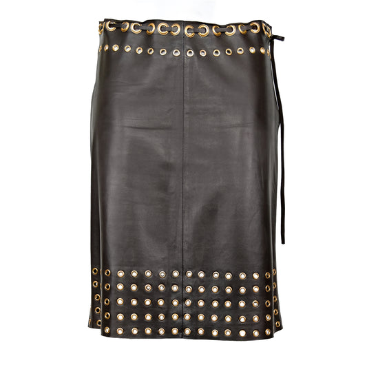 Prada FW 2005 Leather Skirt with Grommets
