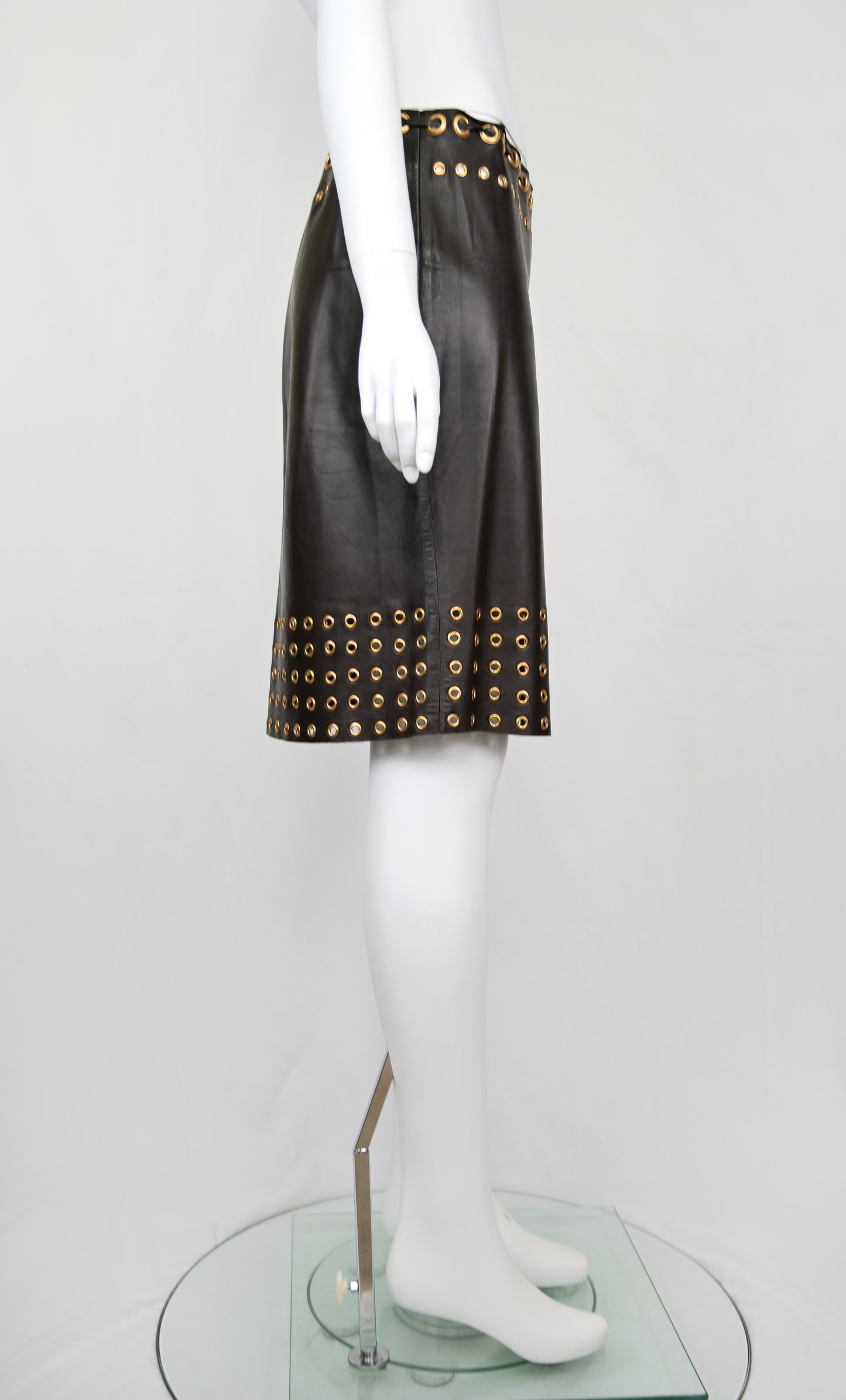 Prada FW 2005 Leather Skirt with Grommets